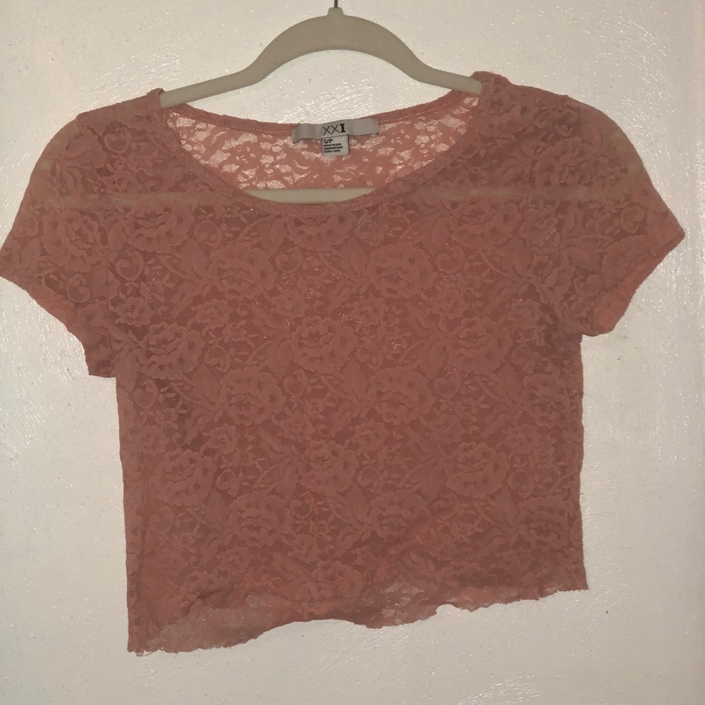 Pink lace crop top